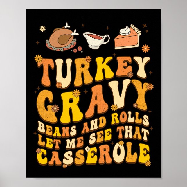 Funny Retro Thanksgiving Autumn Fall Groovy Holida Poster (Front)
