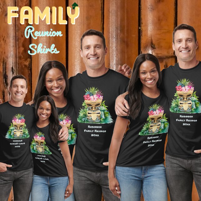 Funny Retro Tiki Bar Monogrammed Family Reunion T-Shirt (Family Reunion Shirts - Tiki Theme)