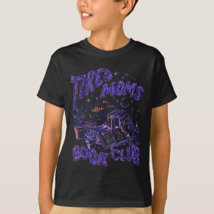 Funny retro tired moms book club running on coffee T-Shirt