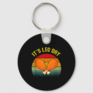Funny Retro Turkey Day Leg It's Leg Day Thanksgivi Keychain