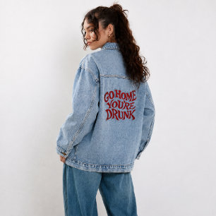 Funny Retro Typographic Art Tee Denim Jacket
