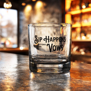 Funny Retro Typography Custom Bachelor Party  Whiskey Glass