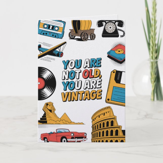 Funny Retro Vintage Birthday Card  (Front)