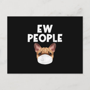 Funny Retro Vintage Bulldog Wearing Mask Ew People Holiday Postcard