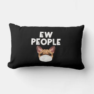 Funny Retro Vintage Bulldog Wearing Mask Ew People Lumbar Pillow