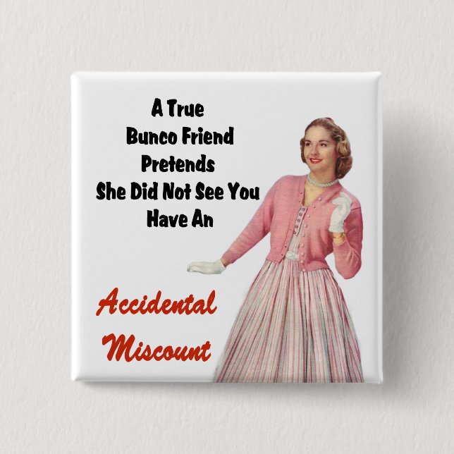 Funny Retro Vintage Bunco Prize Button (Front)