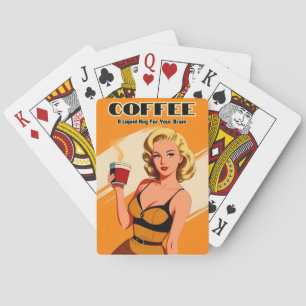 Funny Retro Vintage Coffee Caffeine Humour Playing Cards