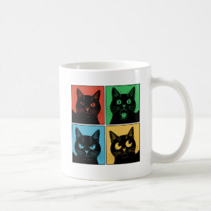 Funny Retro Vintage Curious Black Cats Coffee Mug