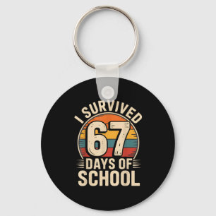 Funny Retro Vintage I Survived 67 Days Of School 6 Keychain
