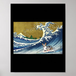 Funny Retro Vintage Surfing Wave Cardigan Merle Co Poster