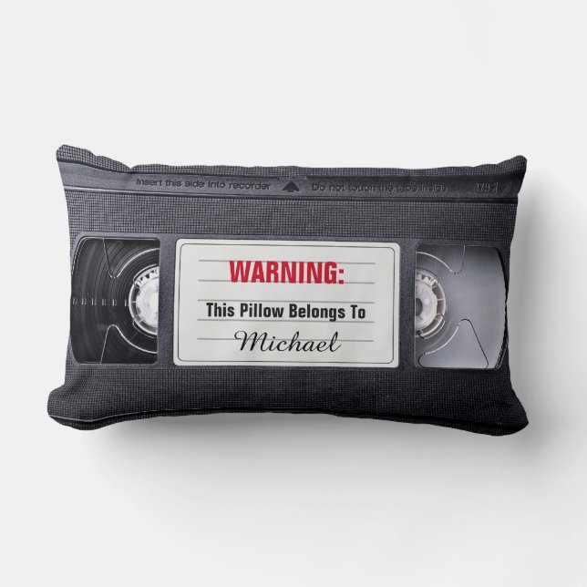 Funny Retro Vintage VHS Cassette Tape Lumbar Pillow (Front)