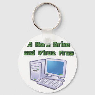 Funny Retro Virus Free Computer Geek Nerd Keychain