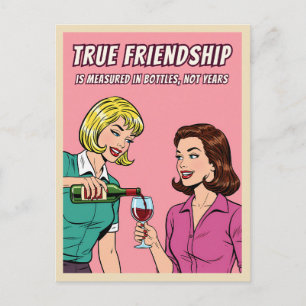 Funny Retro Wine Humor Best Friend Pop Art  Postcard