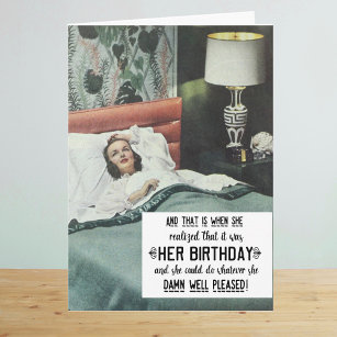 Funny retro woman birthday card
