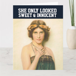 FUNNY RETRO WOMAN BLANK GREETING CARD
