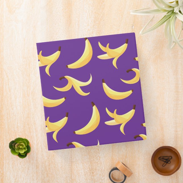 Funny Retro Yellow Banana Pattern Party Editable Binder (In Situ)
