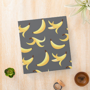 Funny Retro Yellow Banana Pattern Party Editable Binder