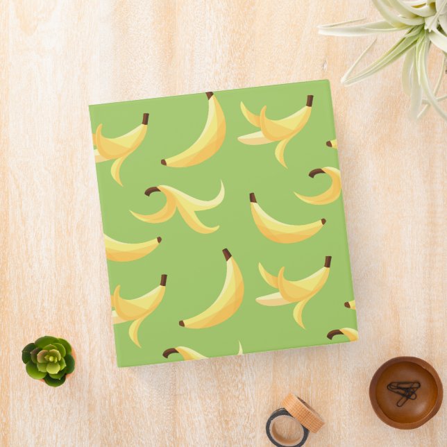 Funny Retro Yellow Banana Pattern Party Editable Binder (In Situ)