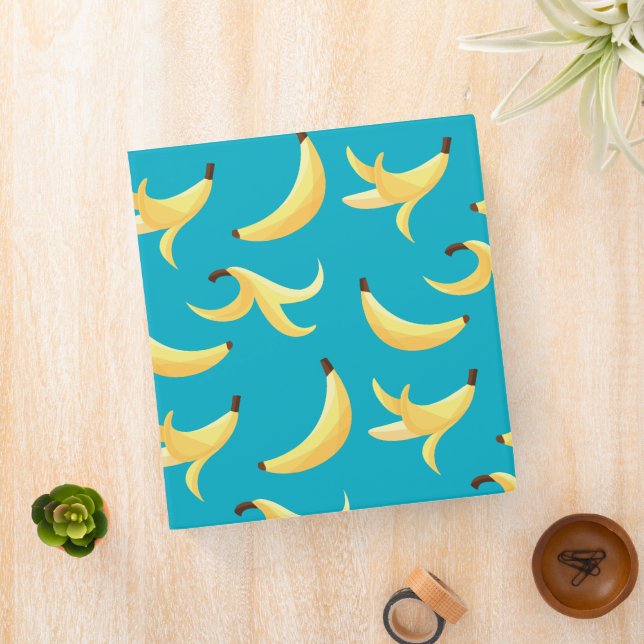 Funny Retro Yellow Banana Pattern Party Editable Binder (In Situ)