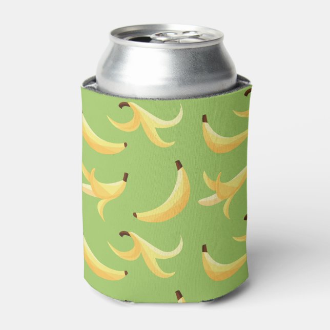 Funny Retro Yellow Banana Pattern Party Editable Can Cooler (Can Front)