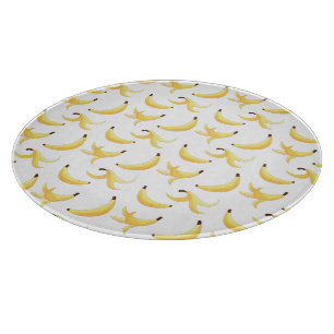Funny Retro Yellow Banana Pattern Party Editable Cutting Board