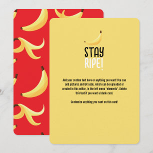 Funny Retro Yellow Banana Pattern Party Editable Holiday Card