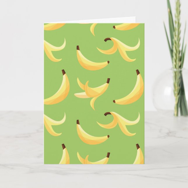 Funny Retro Yellow Banana Pattern Party Editable Holiday Card (Front)