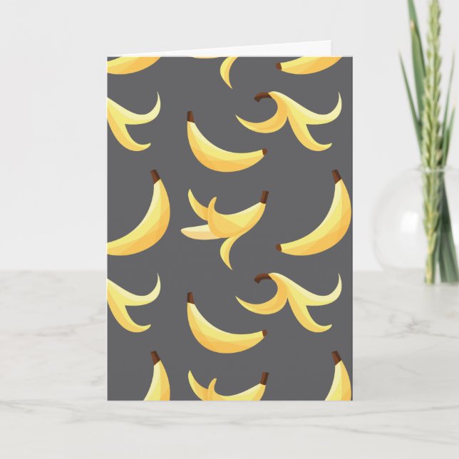 Funny Retro Yellow Banana Pattern Party Editable Holiday Card (Front)