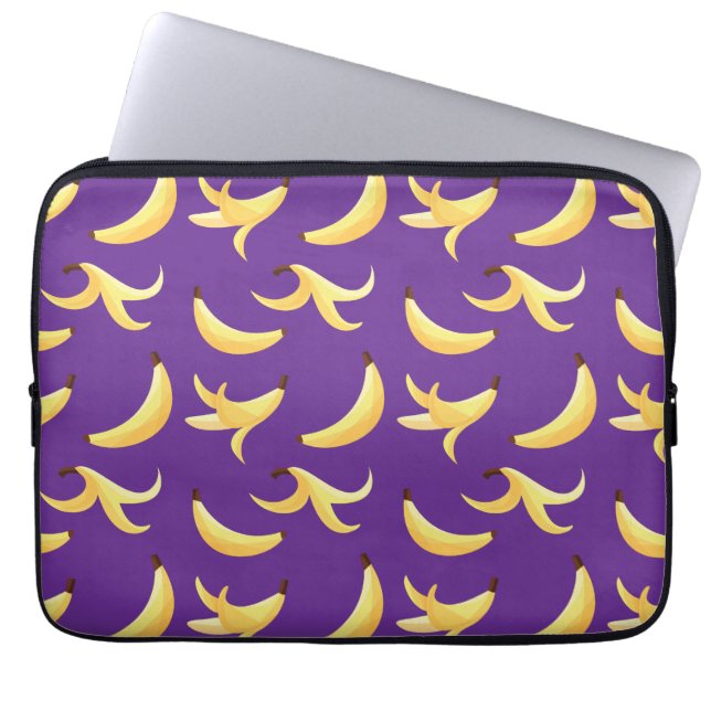 Funny Retro Yellow Banana Pattern Party Editable Laptop Sleeve (Front)