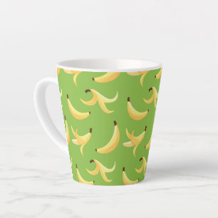 Funny Retro Yellow Banana Pattern Party Editable Latte Mug