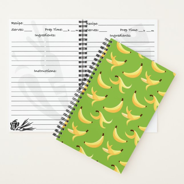 Funny Retro Yellow Banana Pattern Party Editable Notebook (Inside)