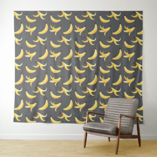 Funny Retro Yellow Banana Pattern Party Editable Tapestry