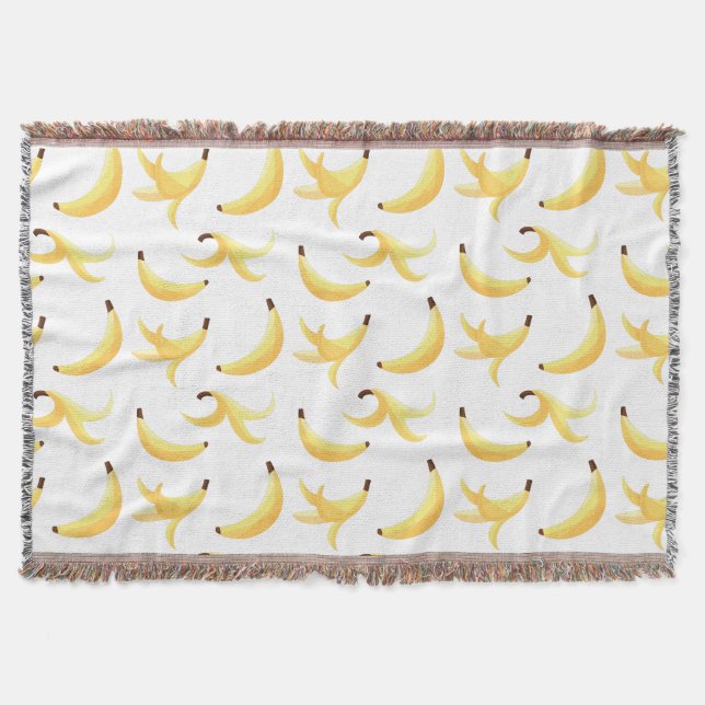 Funny Retro Yellow Banana Pattern Party Editable Throw Blanket (Front)