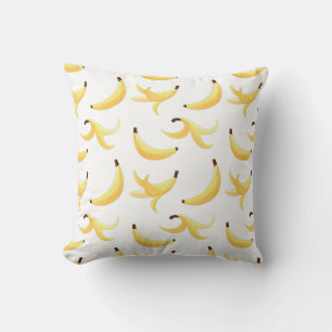 Funny Retro Yellow Banana Pattern Party Editable Throw Pillow