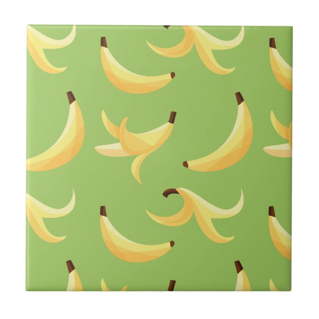 Funny Retro Yellow Banana Pattern Party Editable Tile (Front)