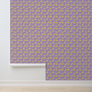 Funny Retro Yellow Banana Pattern Party Editable Wallpaper