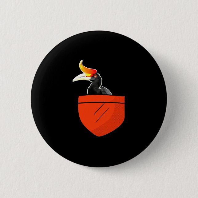 Funny rhino bird design performance  2 inch round button (Front)