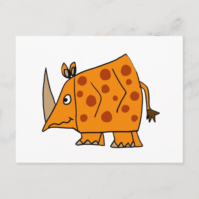 Funny Rhino Cartoon Postcard (Front)