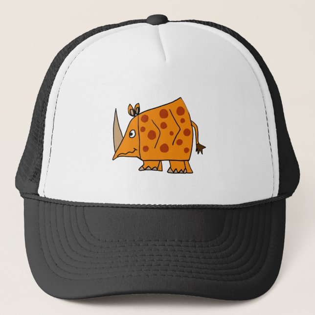 Funny Rhino Cartoon Trucker Hat (Front)