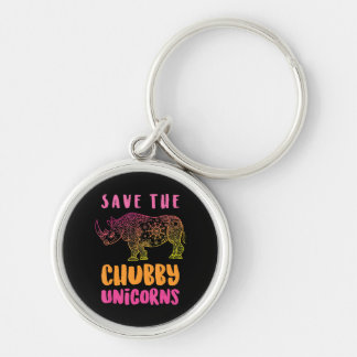Funny Rhino Save  Chubby Unicorns Animal Rights Keychain