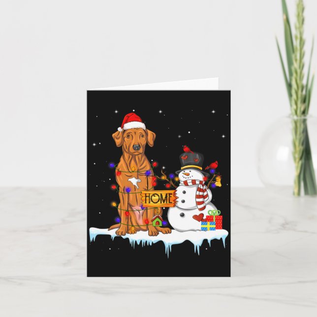 Funny Rhodesian Ridgeback Dog Christmas Snowman Xm Card (Front)