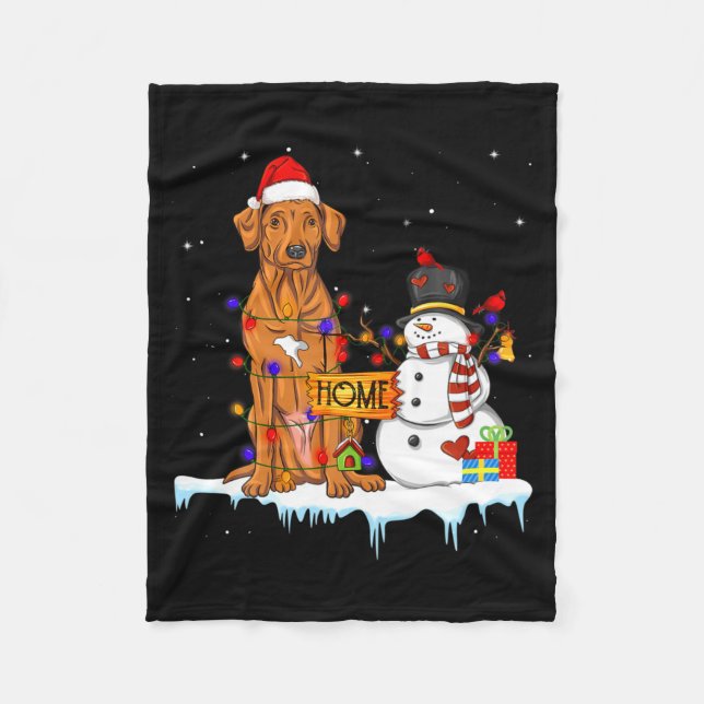 Funny Rhodesian Ridgeback Dog Christmas Snowman Xm Fleece Blanket (Front)