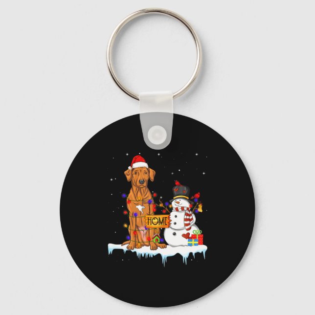 Funny Rhodesian Ridgeback Dog Christmas Snowman Xm Keychain (Front)
