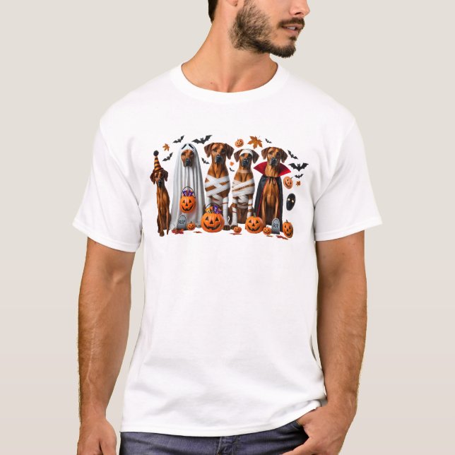 Funny Rhodesian Ridgeback Halloween Dog Lover T-Shirt (Front)