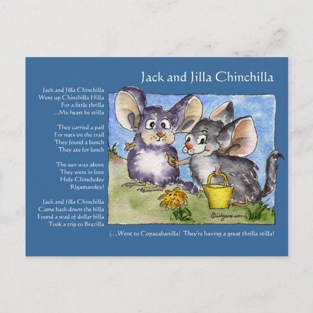 Funny Rhymes Chinchilla Love Carte postale (Devant)