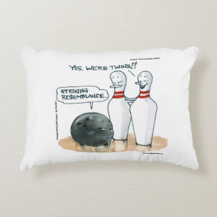Funny Rick London Cartoons Bowling Comic  Accent Pillow