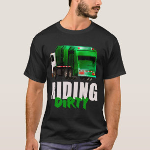 Funny Riding Dirty Recycling Garbage Truck Earth D T-Shirt