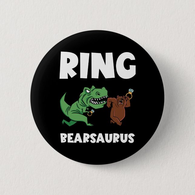 Funny Ring Bearer Security Bear Dino Wedding Party 2 Inch Round Button (Front)