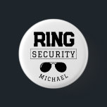 Funny Ring Security Wedding Favour Kid 1 Inch Round Button<br><div class="desc">This cute wedding pin makes the perfect accessory for your ring security on your wedding day! It features an illustration of a pair of aviator sunglasses with the caption "Ring Security". This pin can be easily customized with your name.</div>