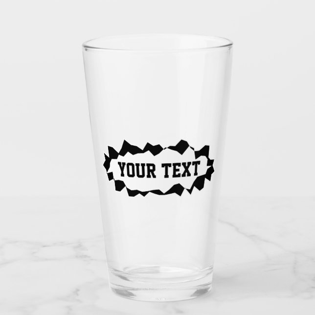Funny ripped hole glass design with custom name (Front)